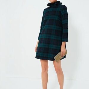 Tuckernuck Green and Black Plaid Long Sleeve Dress